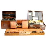 Mixed Medical Equipment, comprising an obstetricians leather case and contents, a mahogany test tube