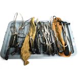 A Collection of Fifteen Ebony Handled Obstetric Delivery Instruments, comprising delivery forceps,