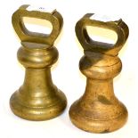 A Pair of Avery 28lb Brass Bell Weights, no stamps or markings