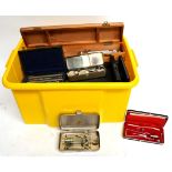 A Collection of Cased Medical Sets, including Sahli Haemoglobinometers, catheters, cauterisers,