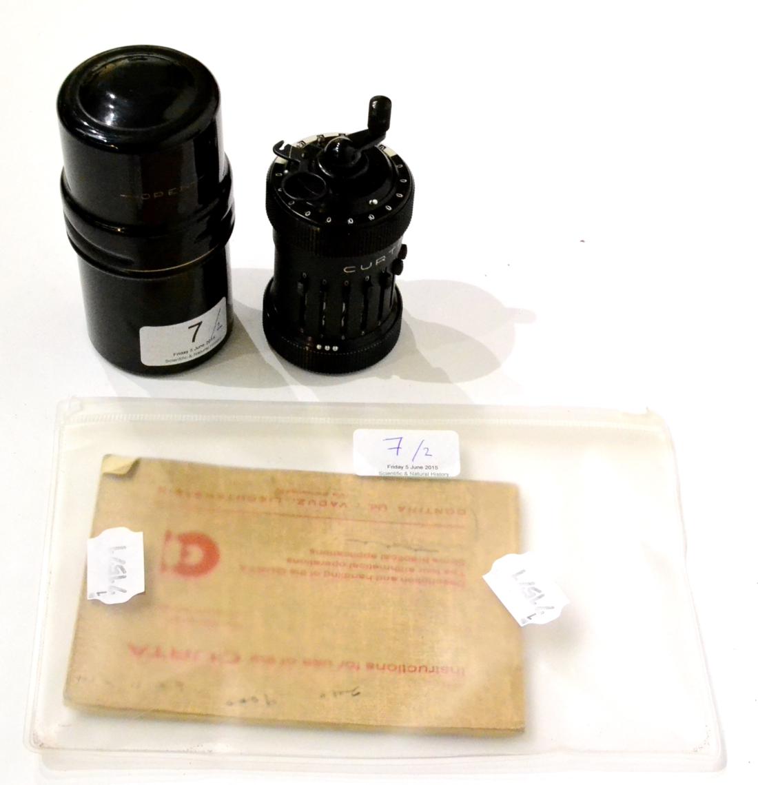 Curta Universal Calculator Type 1 No. 30048 (Excellent) with booklet