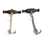 Two 19th Century Steel Tooth Keys, both with ebony handles, single claws, no makers names