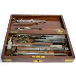 A Mahogany Cased Postmortem Set by Sumner & Co., Liverpool, the brass bound case containing ebony