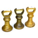 Three Avery 14lb Brass Bell Weights