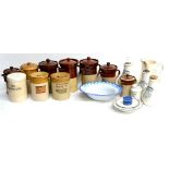 A Collection of Medical Stoneware and Pottery, including a quantity of inhalers, jug, jars,