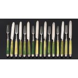 A Set of Six Regency Silver Three-Pronged Pastry Knives and Forks, duty mark and passant only, the