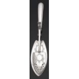 A George III Silver Serving Tongs, Peter, Ann & William Bateman, London 1802, the pierced and