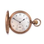 A 9ct Gold Full Hunter Keyless Pocket Watch, signed Rone, 1924, lever movement, enamel dial with