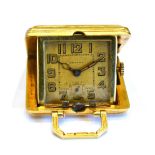 An Art Deco 14ct Gold Purse Watch, signed Eszeha, lever movement gilt coloured dial with Arabic