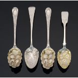 Four Silver Berry Spoons, comprising Tait & Archibald Ure, Edinburgh, 1737, maker's mark IO,