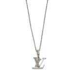 A Diamond Pendant on Chain, the pendant in the form of overlapping initials 'LV' and inset with