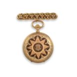 A Lady's 14ct Gold Enamel Fob Watch, circa 1900, cylinder movement, enamel dial with Roman and