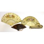 Late 19th Century Fans including a Tortoiseshell Brisee Fan, mounted with initials in white metal,