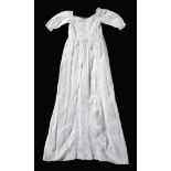 19th Century White Cotton Ayrshire Christening Gown with central panel and bodice heavily