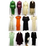 Assorted Circa 1930s and Later Costume including a white mounted full length dress with short