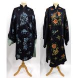 Early 20th Century Chinese Blue Silk Robe embroidered with chrysanthemums in blue silk overall, pale