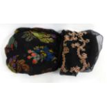 Black Chiffon and Coloured Cut Velvet Shawl of floral decoration with tassel trim, 130cm by 95cm (