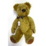 Chad Valley Yellow Plush Jointed Teddy Bear with glass eyes, stitched nose with felt paw pads,