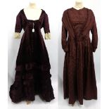 Late 19th Century Burgundy Silk Dress bearing label 'Miss Neighbour Court Tailor Notting Hill'