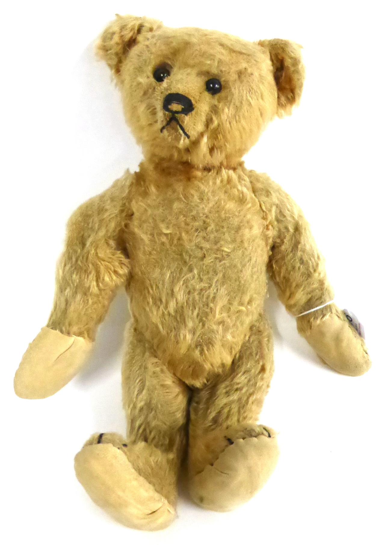 Early 20th Century Steiff Teddy Bear, with button to right ear, black boot button eyes, stitched