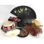 Assorted Circa 1920's and Later Costume Accessories including an American made straw hat with