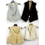 Gents Early 19th Century Cream Silk Floral Woven Waistcoat, with cotton lining and reverse; Blue