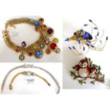 Assorted Butler & Wilson Jewellery, including a multi coloured stone set necklace, a red and white