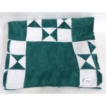 Late 19th Century Green and White Patchwork Quilt in star pattern, with white reverse, 200cm by