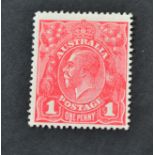 Australia. 1914 to 1924 1d red, fresh mint, with 'Run N' variety - 'First State' (BW71 (4)s)