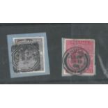 Great Britain. 1902 2s6d and 5s, both used on separate small [pieces