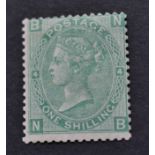 Great Britain. 1867 to 1880 1s green, Plate 4. Centred to top right. Very lightly mounted