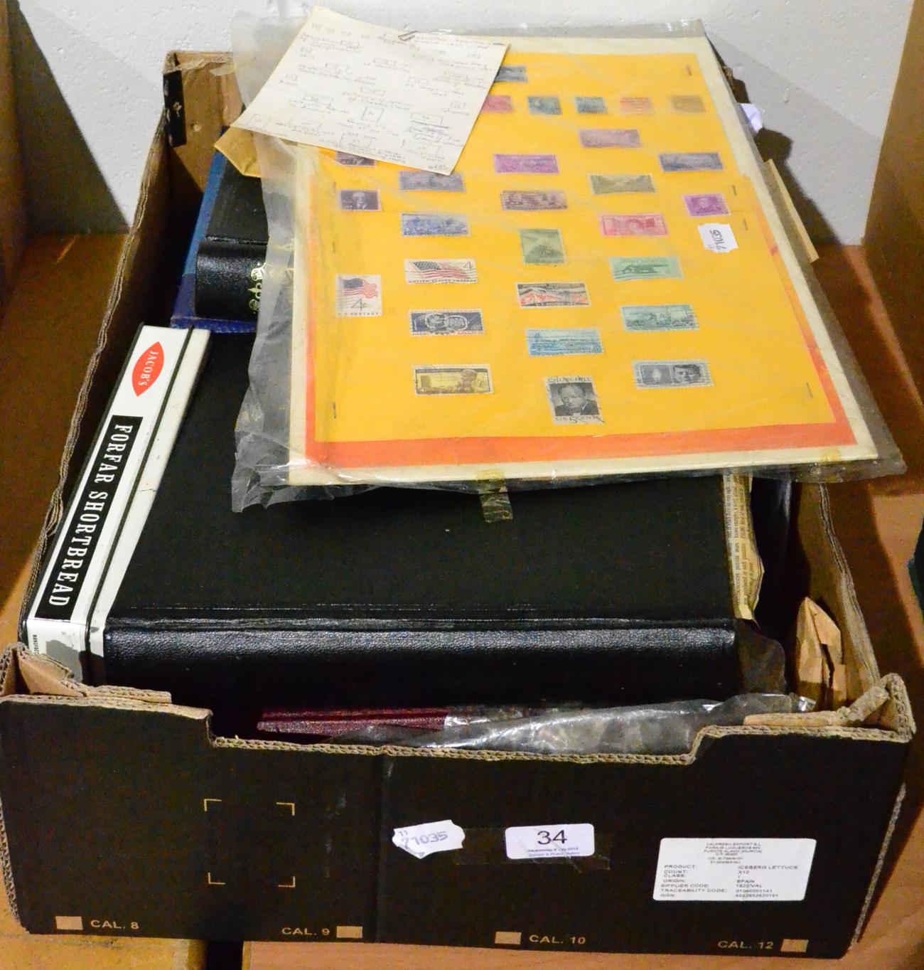 Box of Mixed Stamps, in six albums, tins, on paper etc