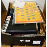 Box of Mixed Stamps, in six albums, tins, on paper etc