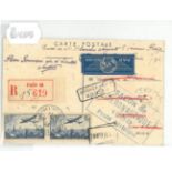 France. 3 December 1938 'Salon de L'aeronnautique' cds tying two  1.50fr airmails, an attractive