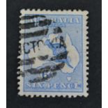 Australia. 1913 6d ultramarine, with re-touched 'E'. Good used