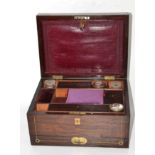 Regency rosewood and brass inlaid vanity box, 30cm diameter