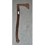 Antique woodman's axe head, in excavated condition with later haft