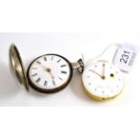 A silver pocket watch and a repeating pocket watch movement signed Girardier Laine