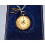 18ct gold open faced fob watch