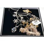 A paste necklace, marcasite etc, in jewellery box