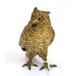 A Franz Bergmann cold painted bronze short eared owl