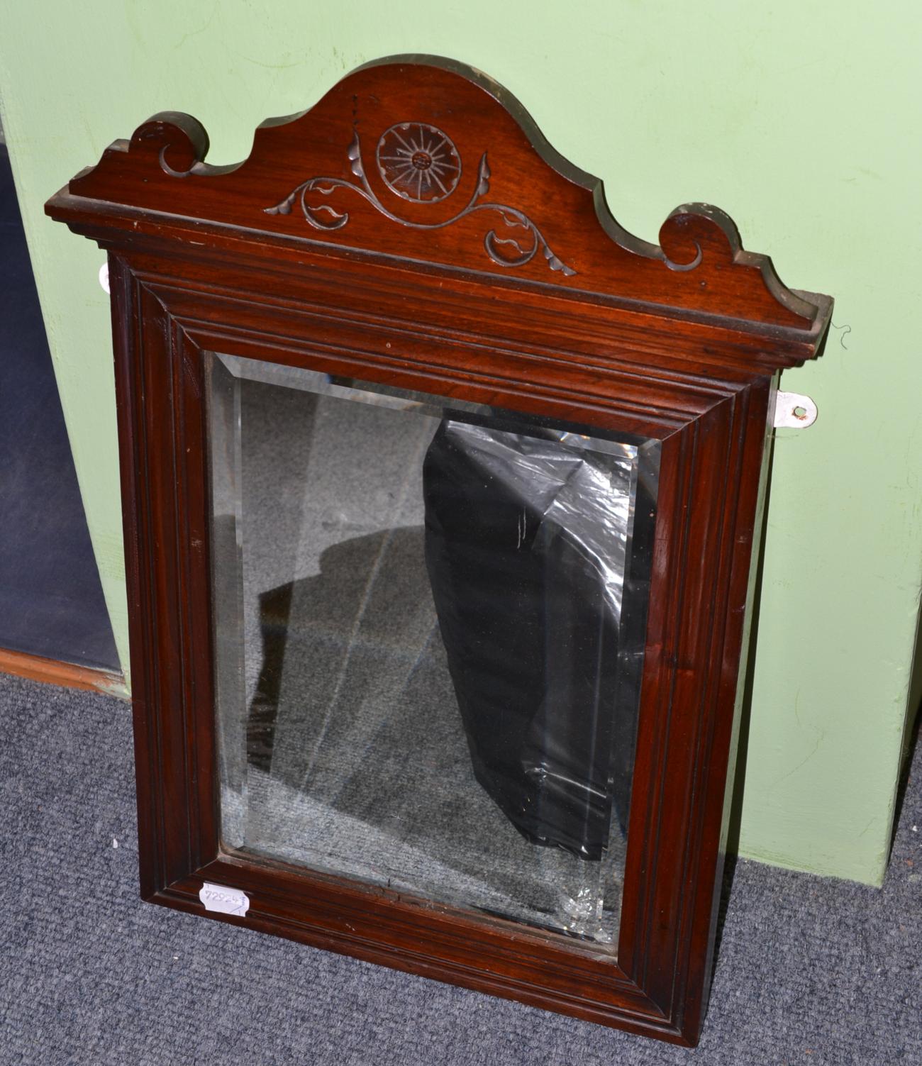 Victorian reverse engraved arched mirror with unusual pocket and a Victorian mahogany framed mirror - Image 3 of 3