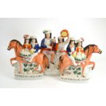 Three Staffordshire flat back figures