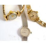 A lady's 9ct white gold wristwatch signed Bueche Girod, lady's 9ct gold Rotary wristwatch and a