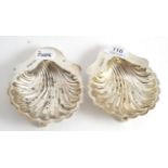 A pair of shell butter dishes, Lee & Wigfull, Sheffield 1903