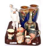 A tray of Royal Doulton including figures 'Sir Winston Churchill' and 'Flirtation', Royal Doulton