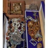 A quantity of costume jewellery in one box