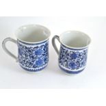 Two Chinese Kangxi style blue and white mugs (a.f.)