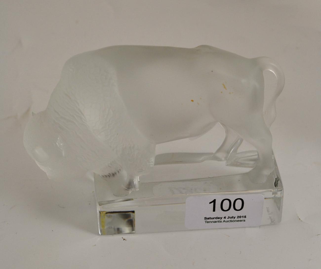 A Lalique glass bison