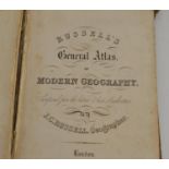 Russell's General Atlas of Modern Geography by J C Russell, London, 25 hand-coloured maps, worn